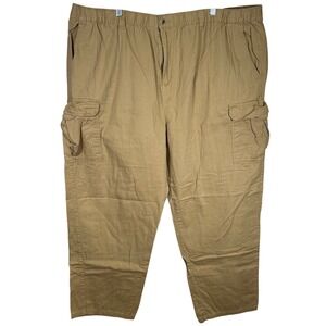 KingSize Mens 3XL 38 Big Tan Khaki Cargo Pants Elastic Waist Drawstring Twill